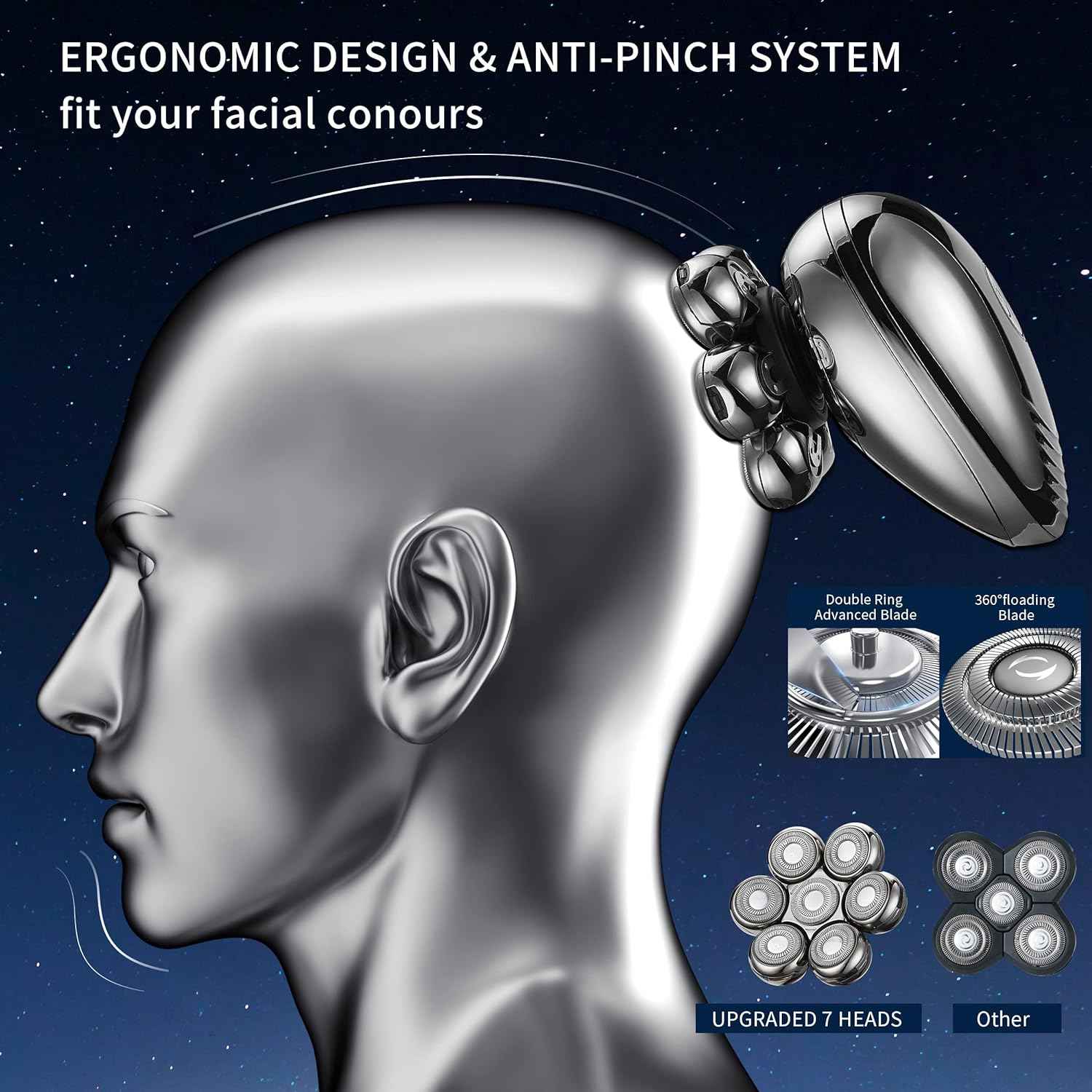 Multi-Head Men's Shaver for a Smooth & Gentle Shave